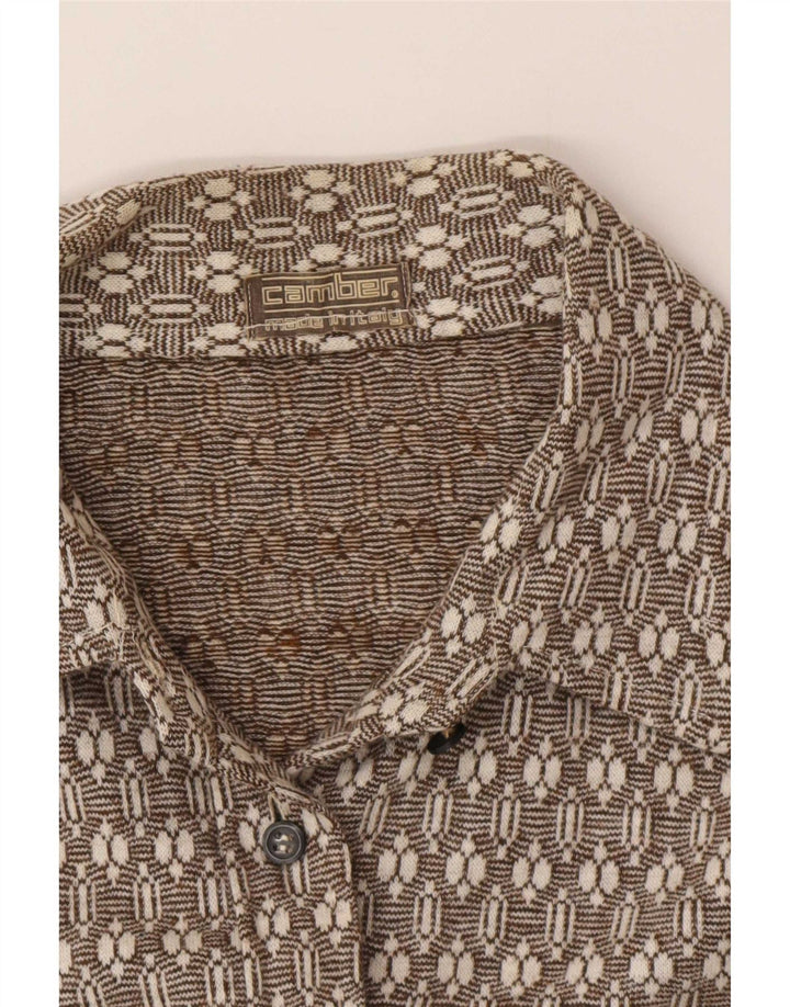 Camisa feminina de flanela Camber UK 16 grande marrom geométrica