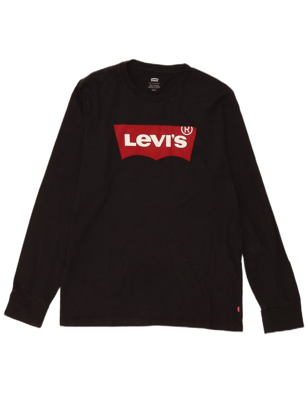 Levi's Mens Graphic Top Manga Longa Médio Algodão Preto