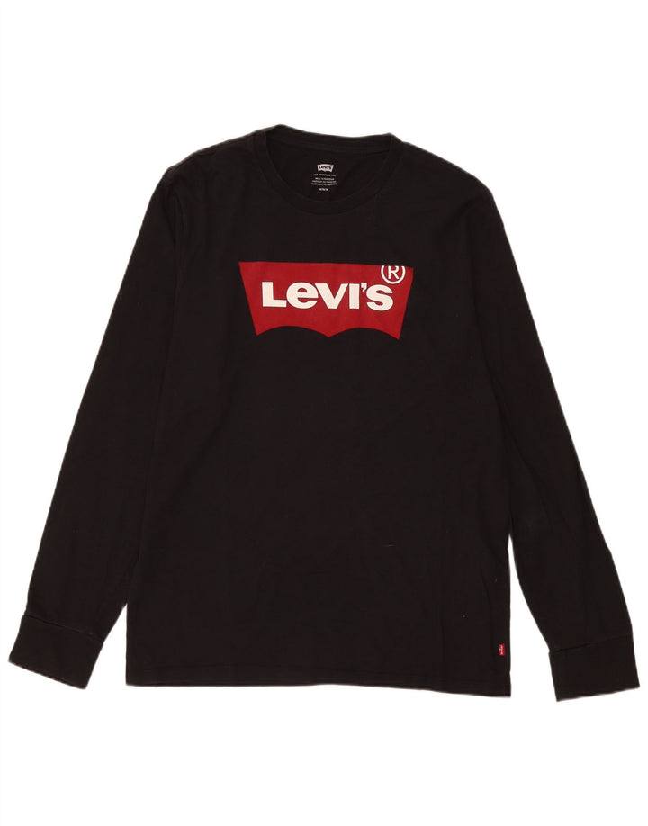 Levi's Mens Graphic Top Manga Longa Médio Algodão Preto