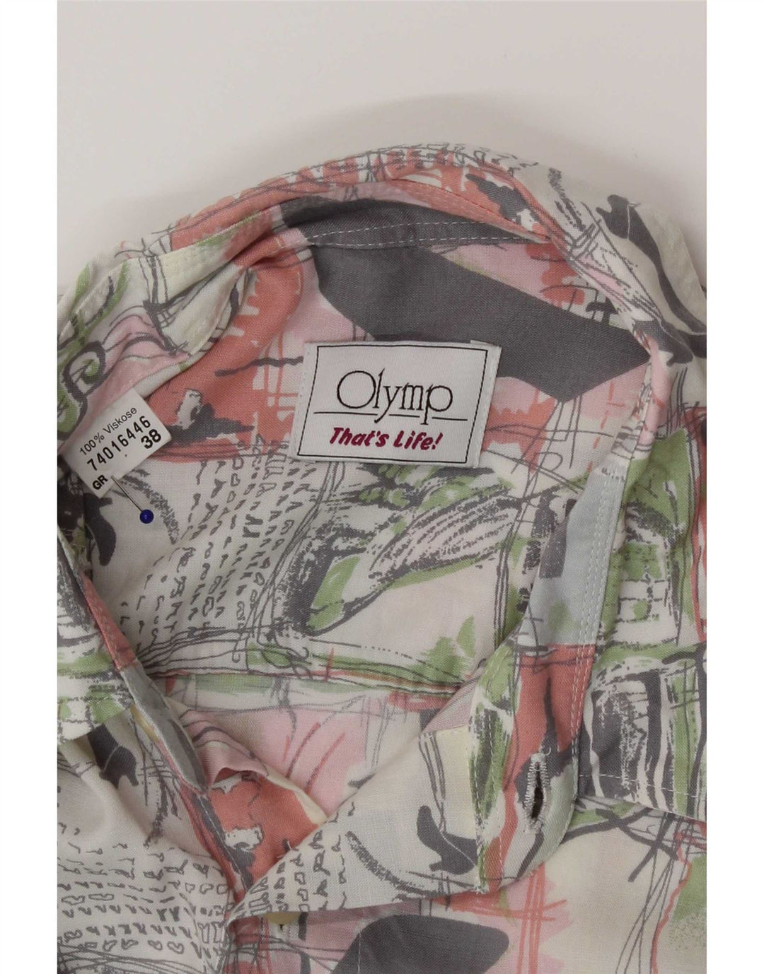 Camisa gráfica masculina Olymp tamanho 38 média multicolorida patchwork viscose