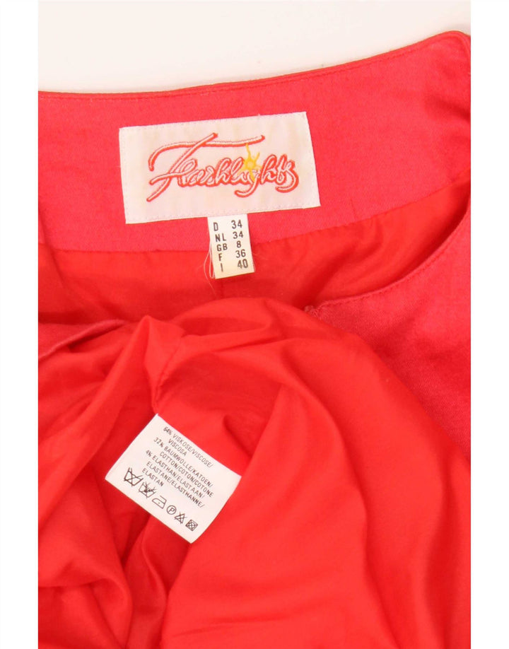 Jaqueta blazer feminina vintage com zíper completo Reino Unido 8 pequena viscose vermelha