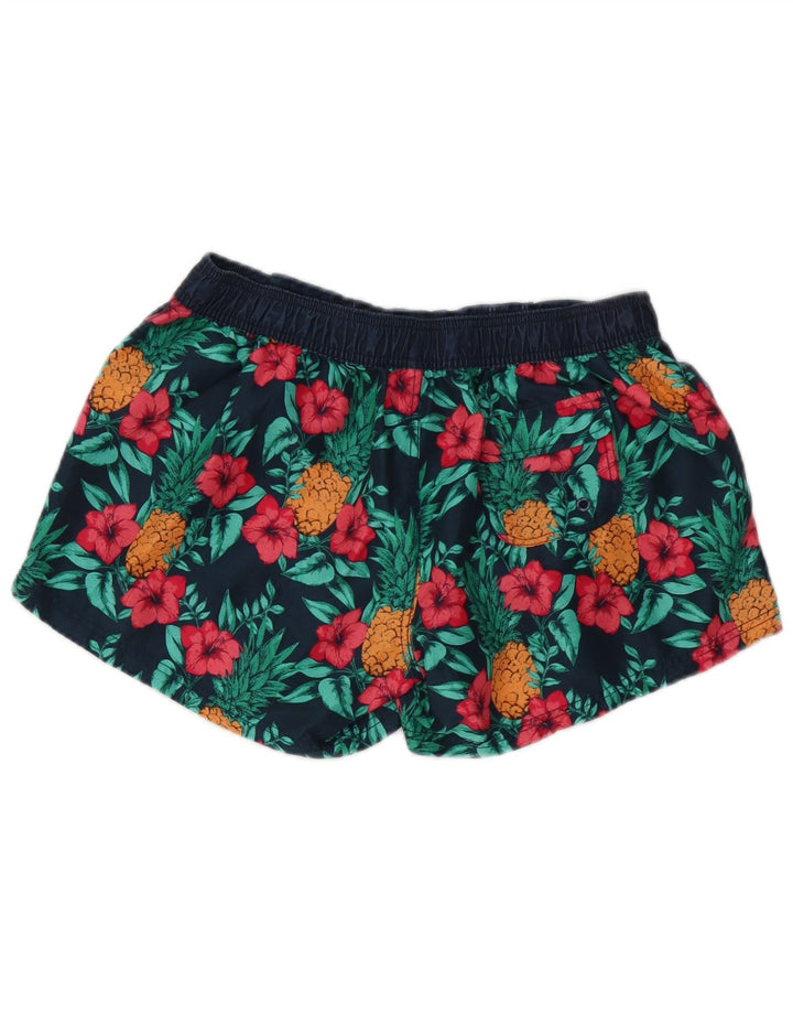 Grande poliéster floral colorido do Reino Unido 14 do short de natação das mulheres gordas da cara