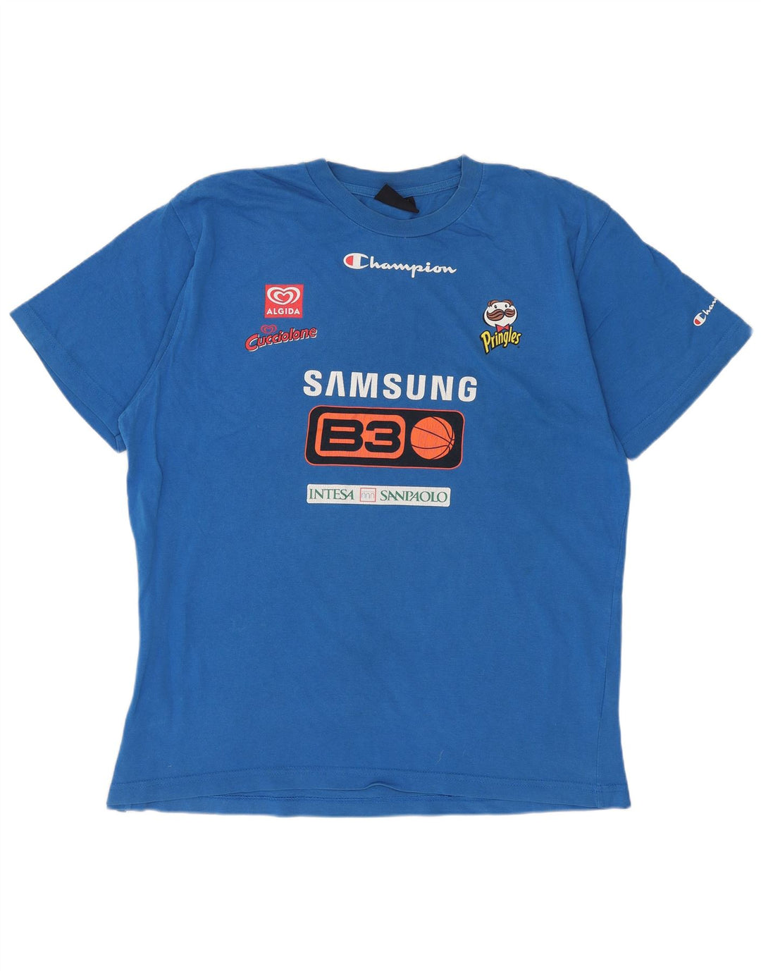 Camiseta masculina com estampa CHAMPION grande algodão azul