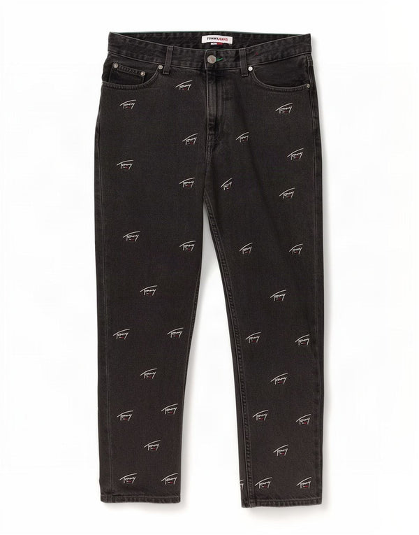 Jeans Tommy Hilfiger feminino Dad Crop Graphic Straight W30 L26 algodão preto
