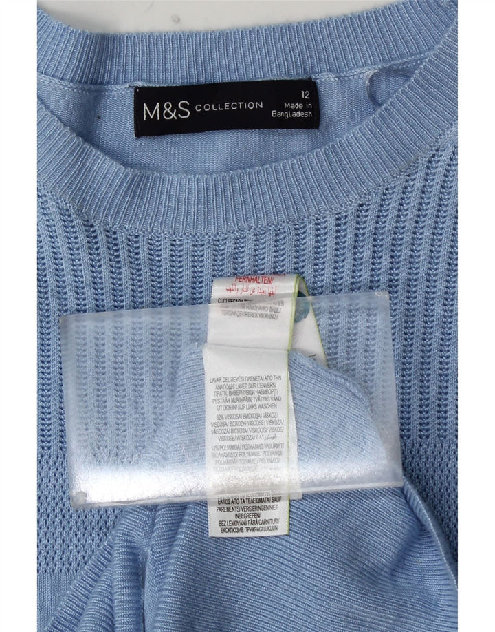 MARKS & SPENCER Suéter feminino curto com gola canoa Reino Unido 12 azul médio
