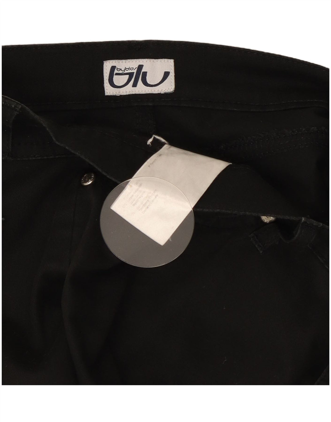 Calça jeans feminina Byblos com perna larga W32 L31 algodão preto