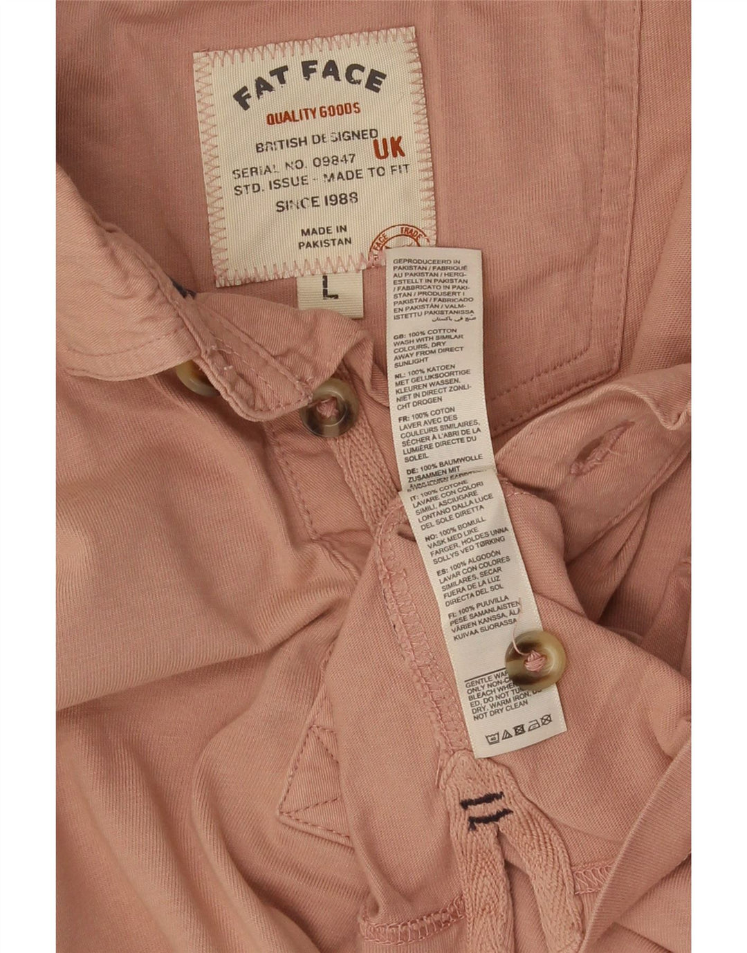 Camisa polo masculina Fat Face grande algodão rosa