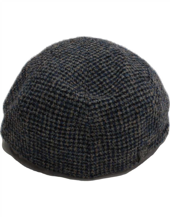 BARBISIO Mens Flat Cap Medium Blue Houndstooth Wool Vintage Barbisio and Second-Hand Barbisio from Messina Hembry 