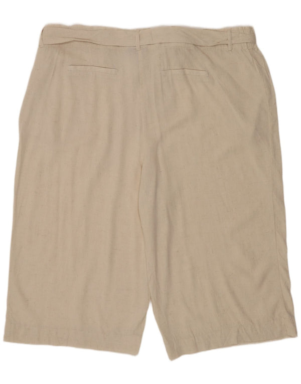Shorts feminino Marks & Spencer Autograph Chino UK 24 3XL W48 linho bege