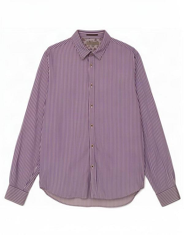 Camisa masculina Ted Baker tamanho 5 XL algodão listrado azul