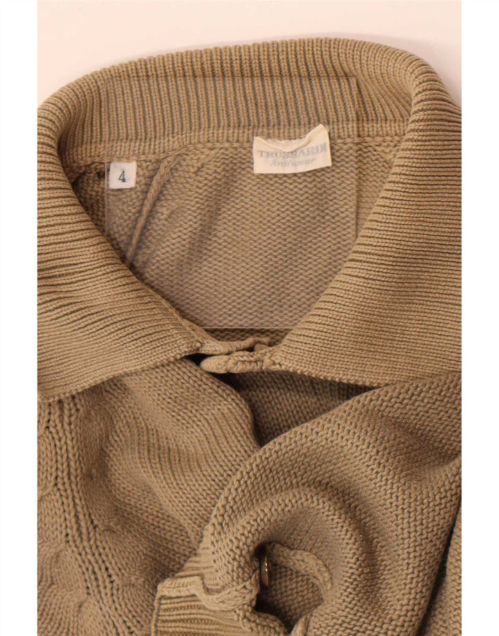 Suéter masculino Trussardi com gola polo e bege médio