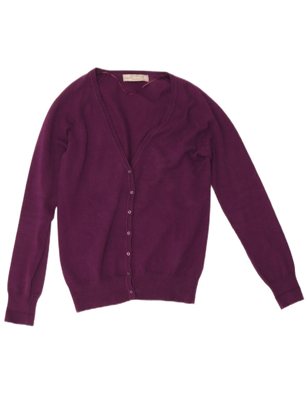 Suéter cardigã feminino Zara Reino Unido 12 algodão roxo médio