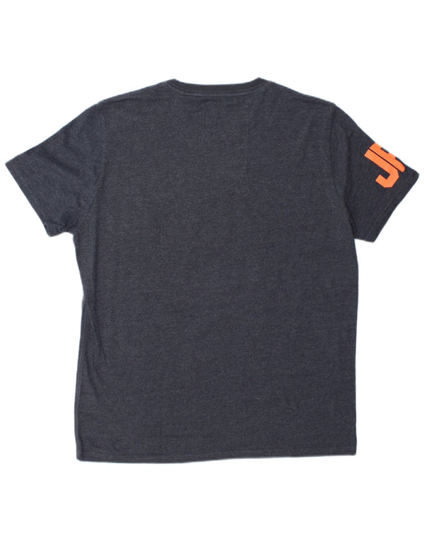 Camiseta gráfica masculina Superdry Top 2XL algodão colorblock cinza