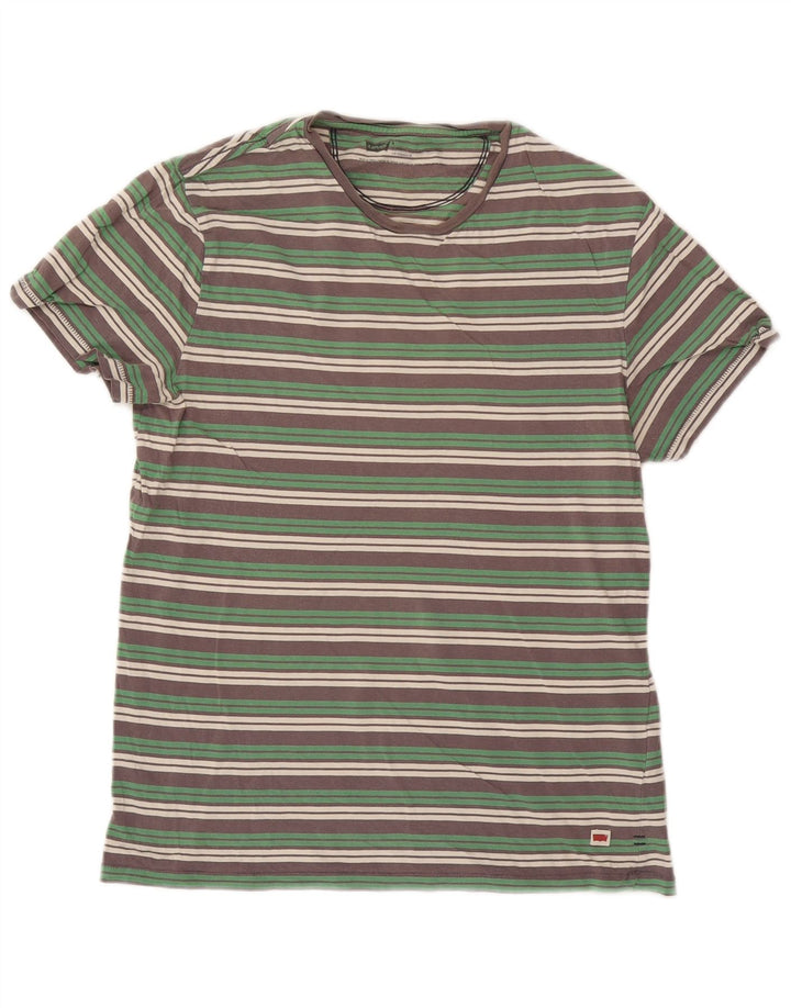 Camiseta masculina Levi's Top médio de algodão listrado verde