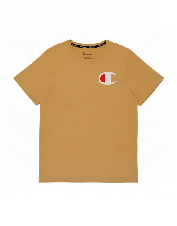 Camiseta masculina estampada Champion grande algodão amarelo