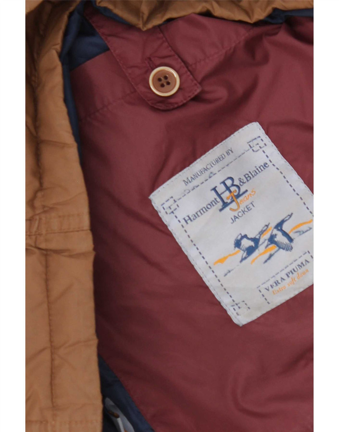 Jaqueta masculina acolchoada com capuz Harmont & Blaine Reino Unido 38 marrom médio