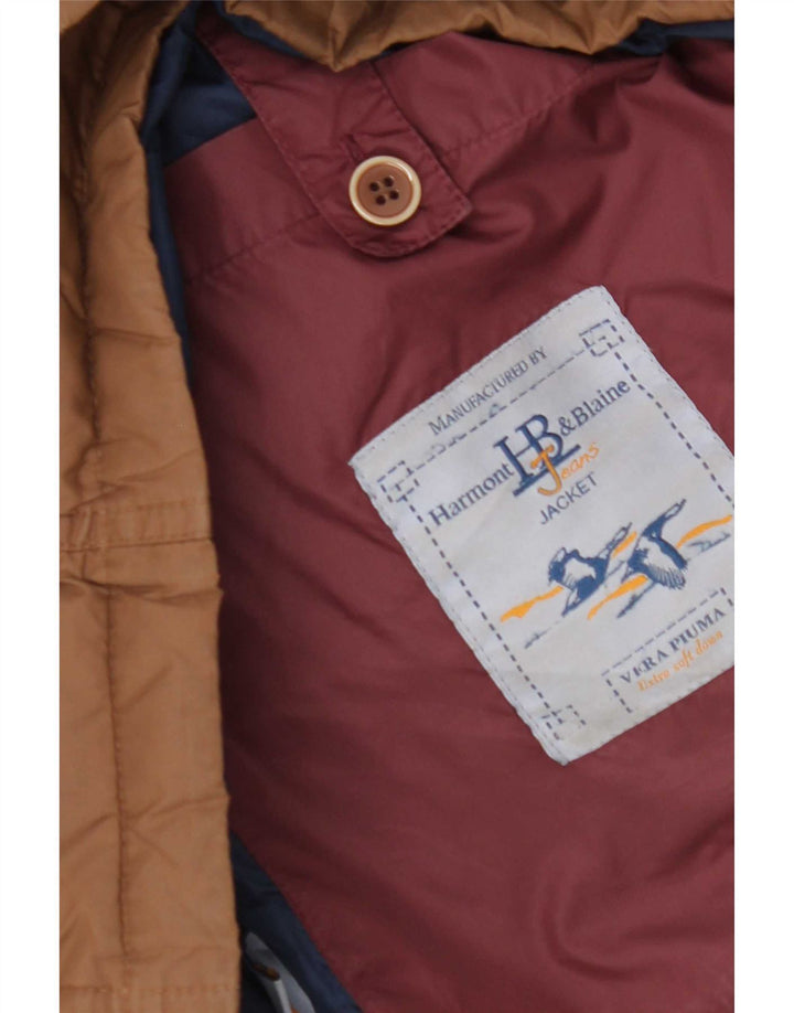 Jaqueta masculina acolchoada com capuz Harmont & Blaine Reino Unido 38 marrom médio