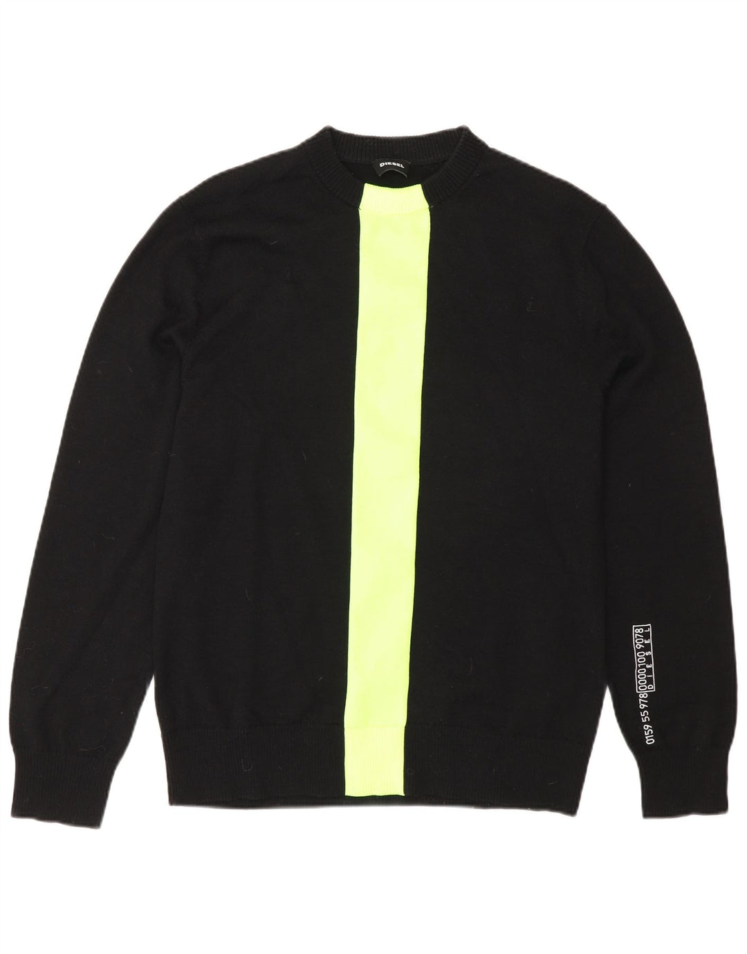 Suéter masculino Diesel com gola redonda e gola redonda, bloco colorido preto médio