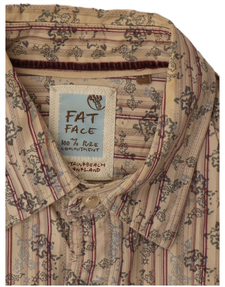 FAT FACE Masculino Abstrato Padrão Camisa Grande Algodão Bege