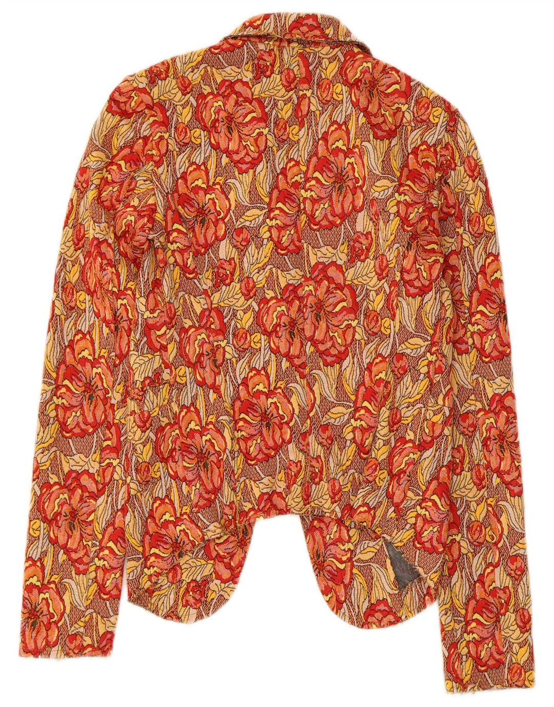 Jaqueta blazer feminina vintage com 1 botão UK 10 pequena floral multicolorida