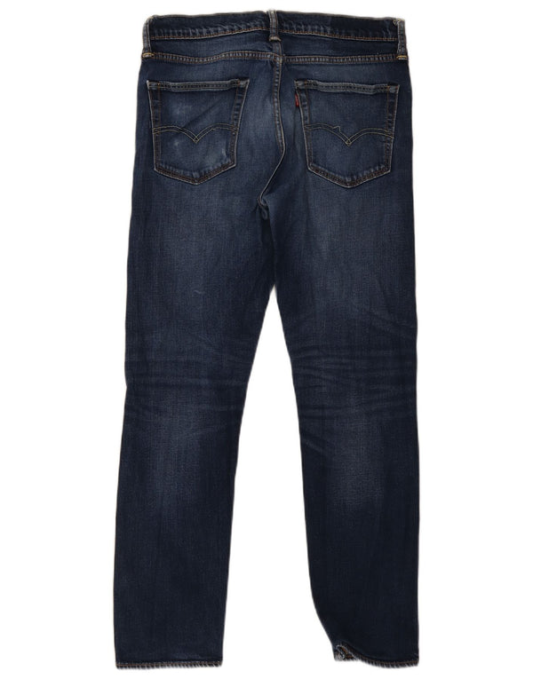 Calça jeans reta feminina Levi's desgastada W33 L32 algodão azul