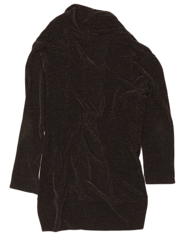 Cardigã aberto feminino Gerard Longline UK 16 grande nylon manchado preto