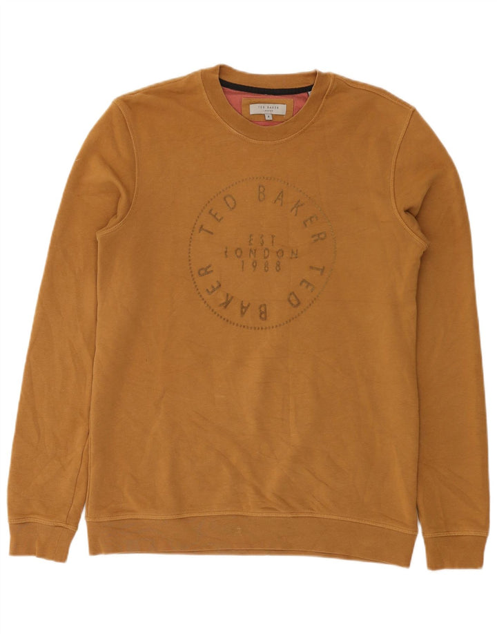 Ted Baker moletom gráfico masculino tamanho 2 pequeno algodão marrom