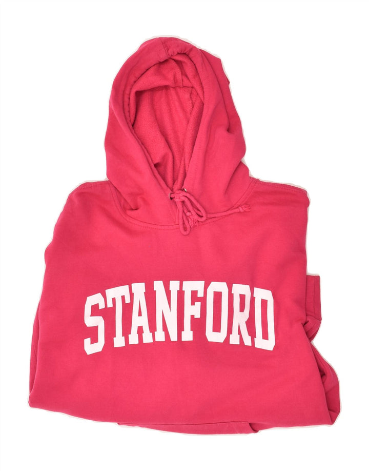 VINTAGE Mens Stanford Graphic Hoodie Jumper Large Pink Cotton Vintage Vintage and Second-Hand Vintage from Messina Hembry 