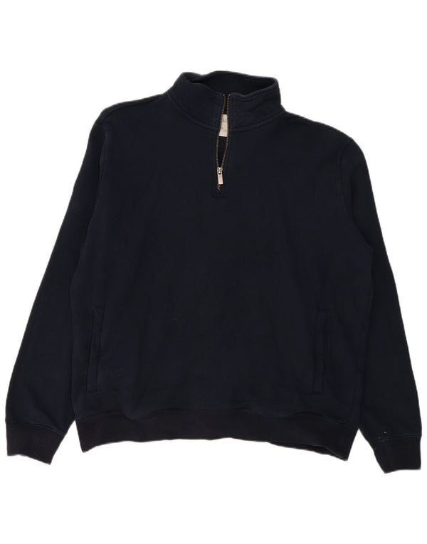 Suéter masculino Marks & Spencer com zíper e gola XL azul marinho algodão