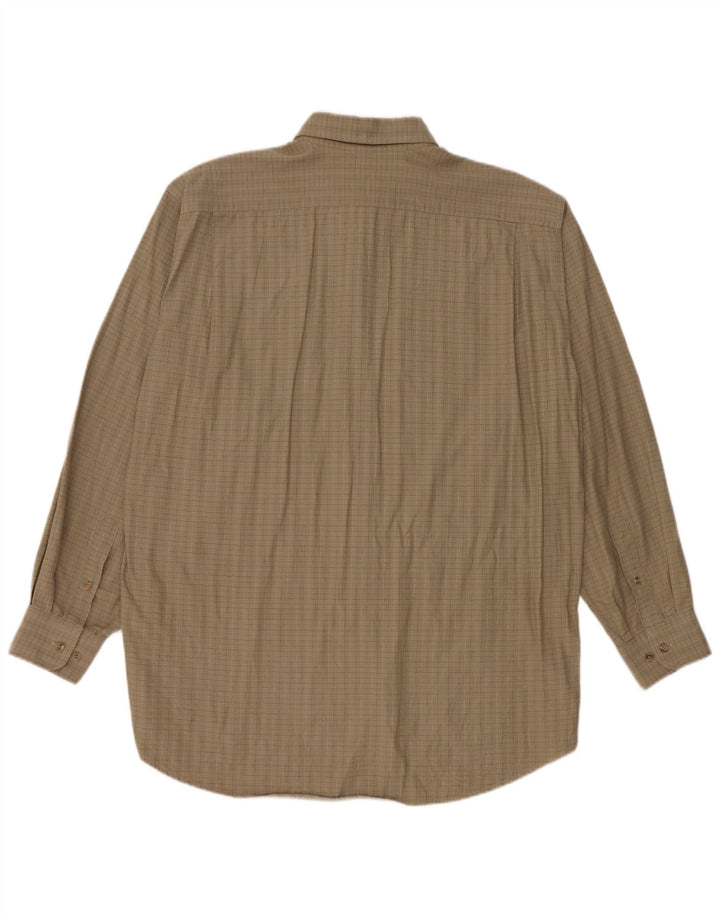Camisa masculina Lacoste tamanho 40 algodão xadrez bege médio