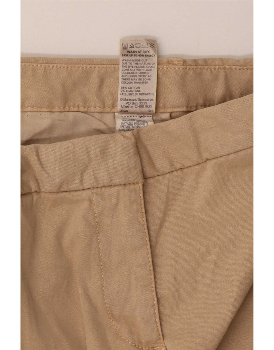 Calça Chino Feminina Marks & Spencer Slim UK 12 Médio W30 L29 Bege