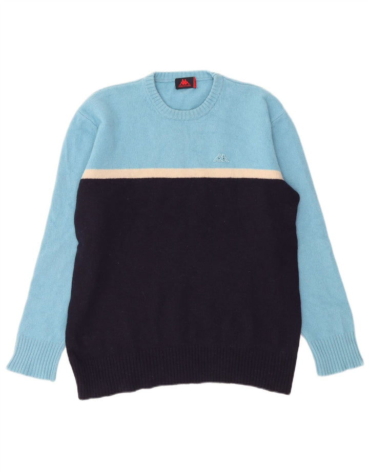 Suéter masculino Kappa com gola redonda XL azul colorblock lã