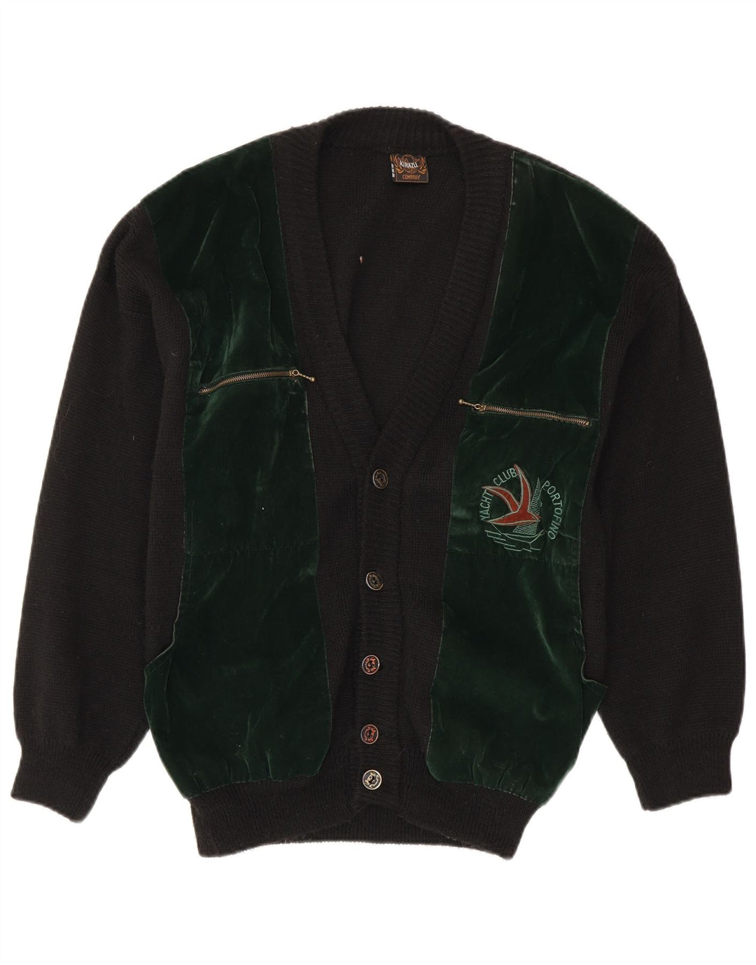 Suéter cardigã masculino YACHTING CLUB bloco colorido preto médio