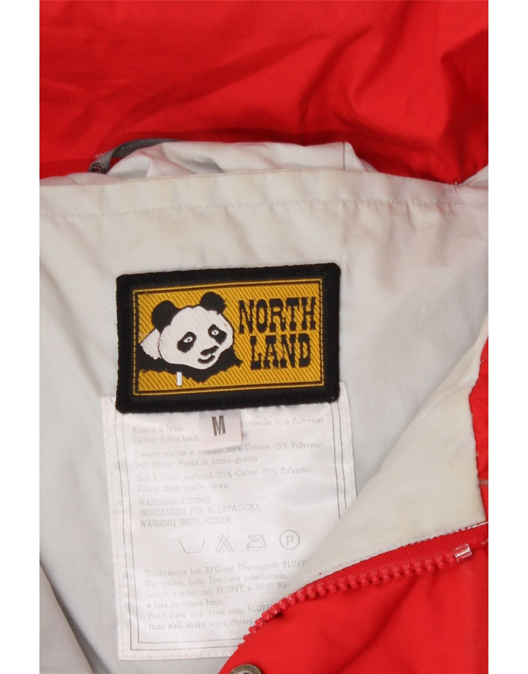 Jaqueta masculina acolchoada com capuz North Land UK 38 algodão vermelho médio