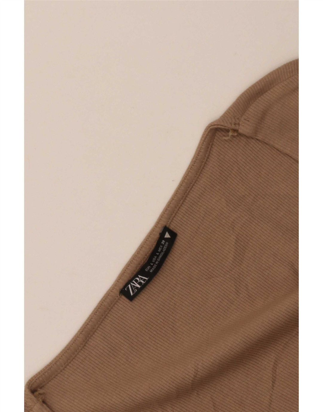 Zara Womens Crop Top Manga Longa Reino Unido 14 Grande Marrom