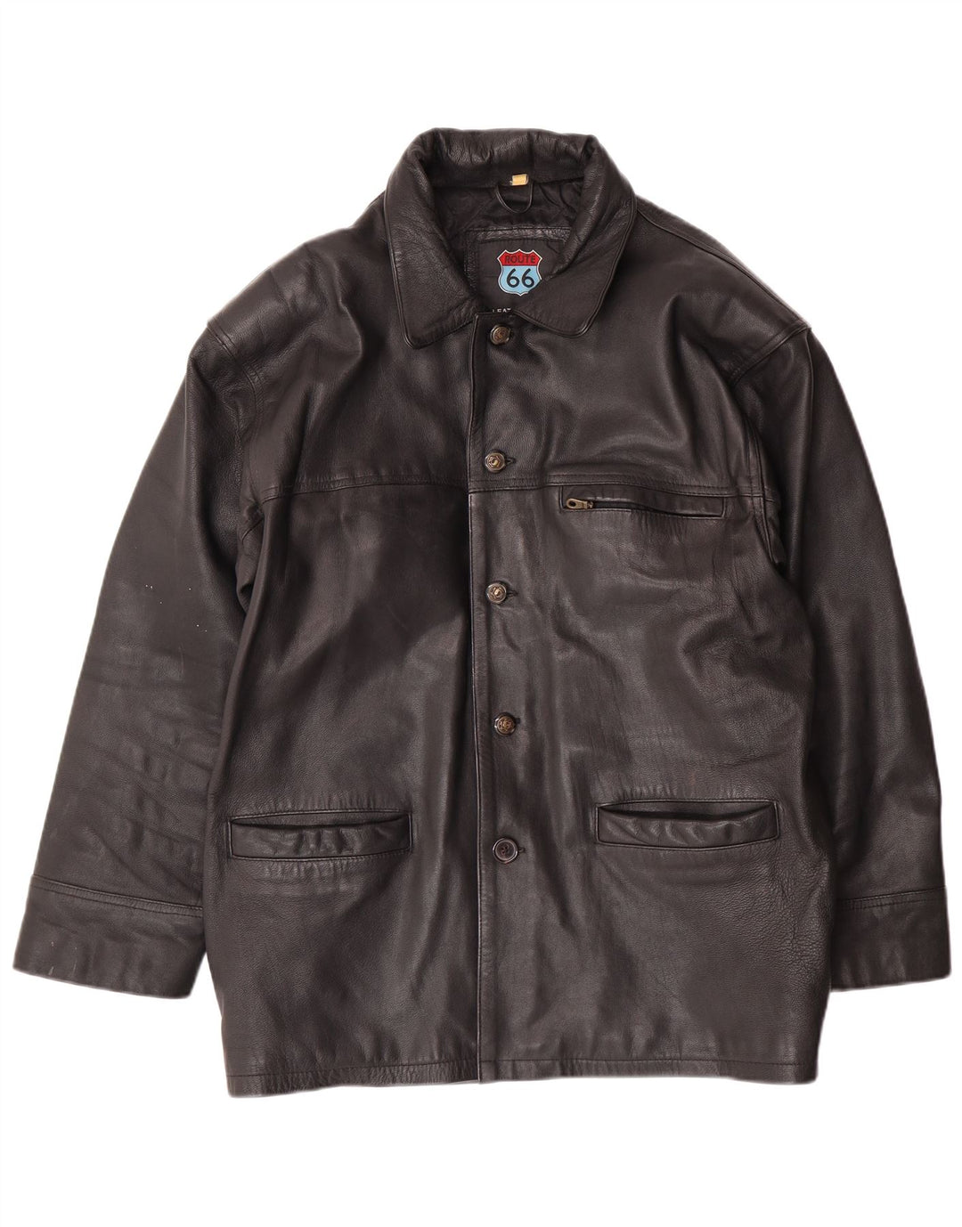 Jaqueta de couro masculina ROUTE 66 UK 40 grande couro preto
