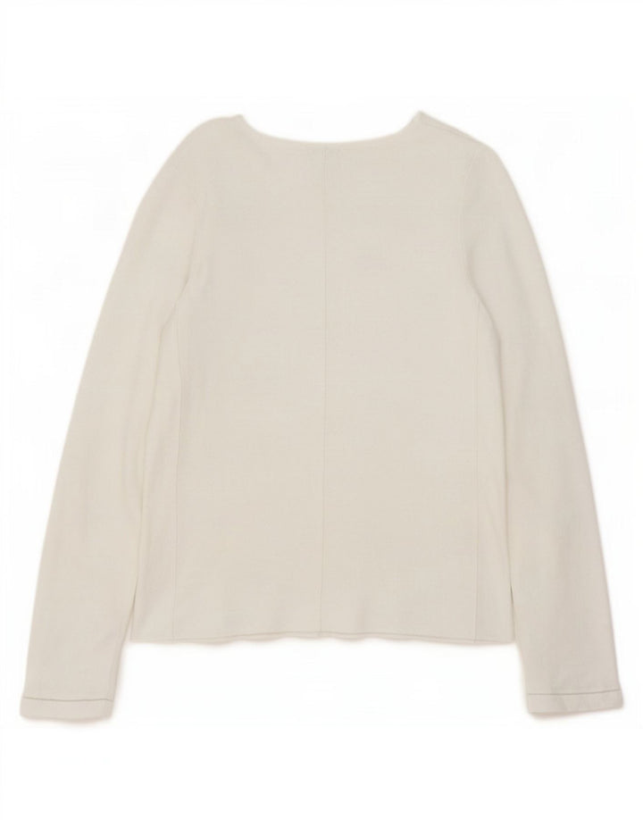 Top feminino Jigsaw manga comprida UK 10 pequeno branco