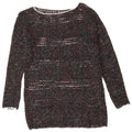 Suéter feminino VINTAGE com gola canoa UK 12 médio multicolorido manchado