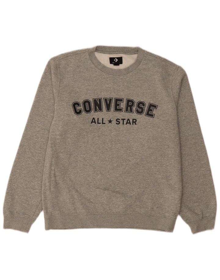 CONVERSE moletom gráfico masculino jumper pequeno algodão cinza