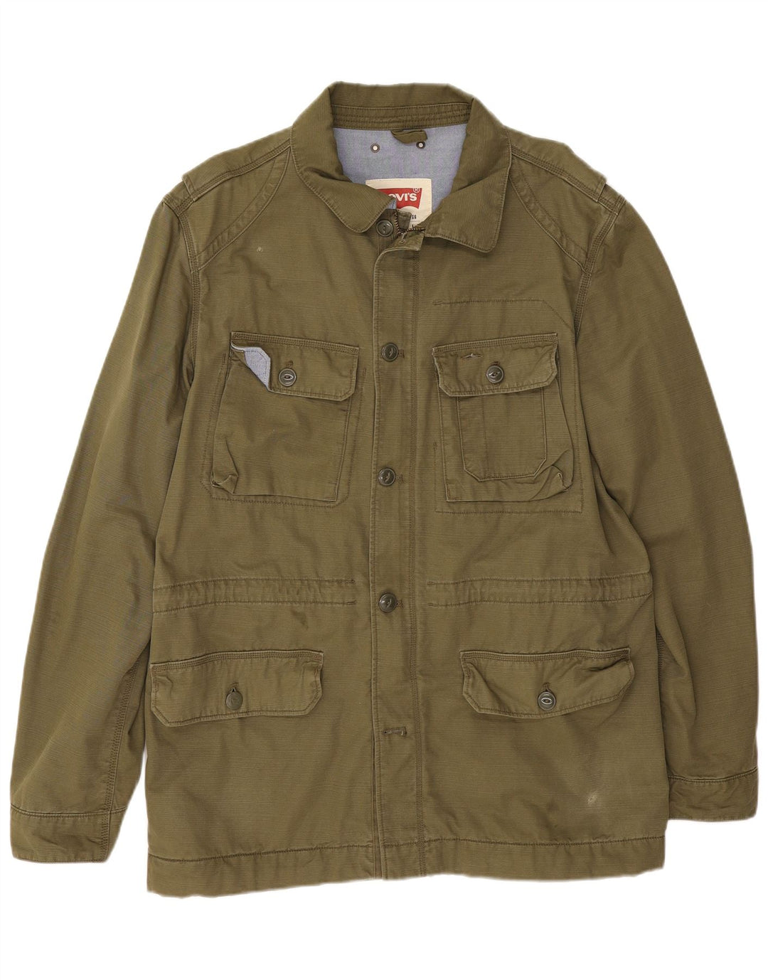 Jaqueta utilitária masculina Levi's UK 42 XL algodão cáqui