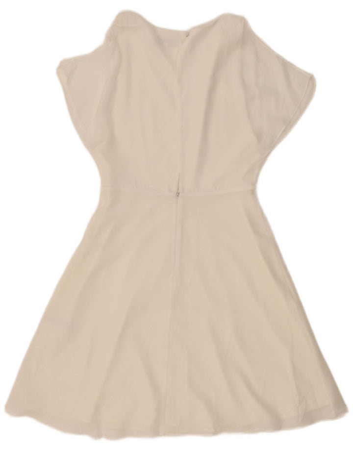 Vestido feminino Reiss A-Line UK 10 pequeno poliéster branco
