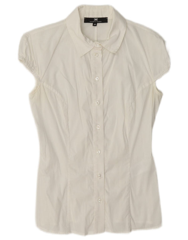 Blusa feminina Elisabetta Franchi manga curta IT 40 pequena branca