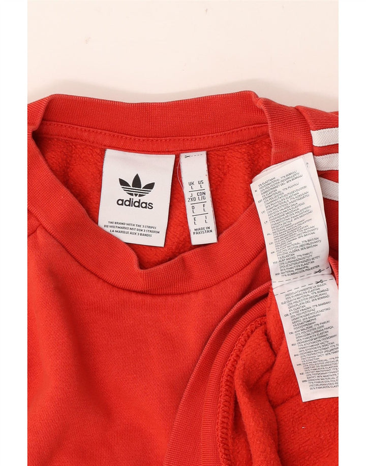 Adidas Mens Moletom Jumper Grande Algodão Vermelho
