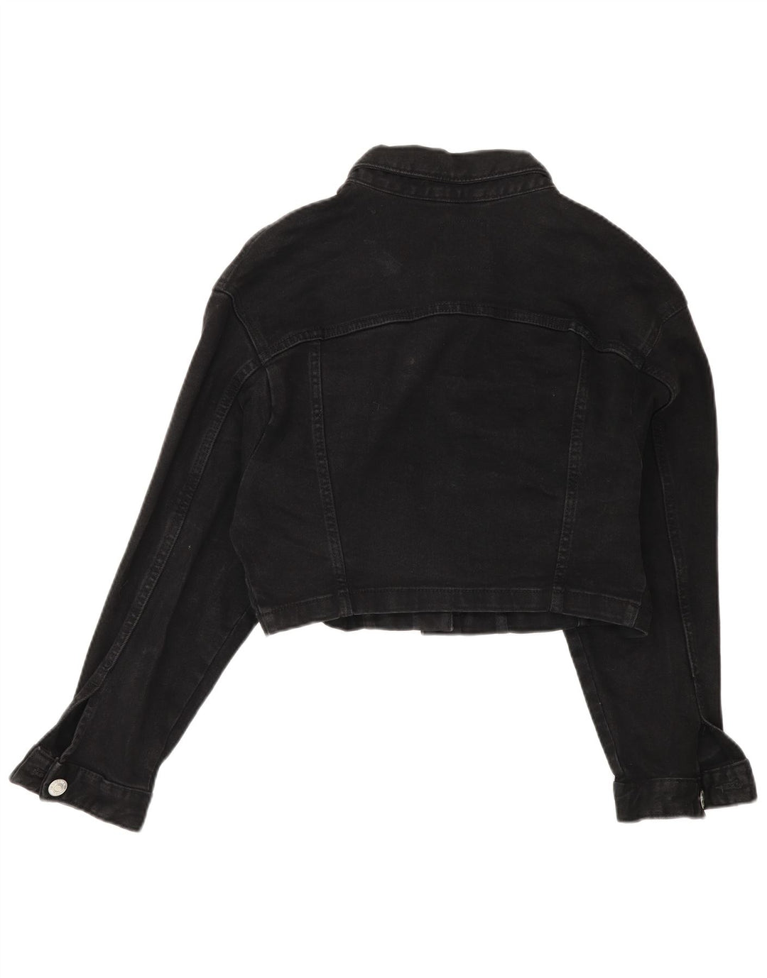 Zara Womens Crop Oversized Denim Jacket Reino Unido 14 Médio Preto