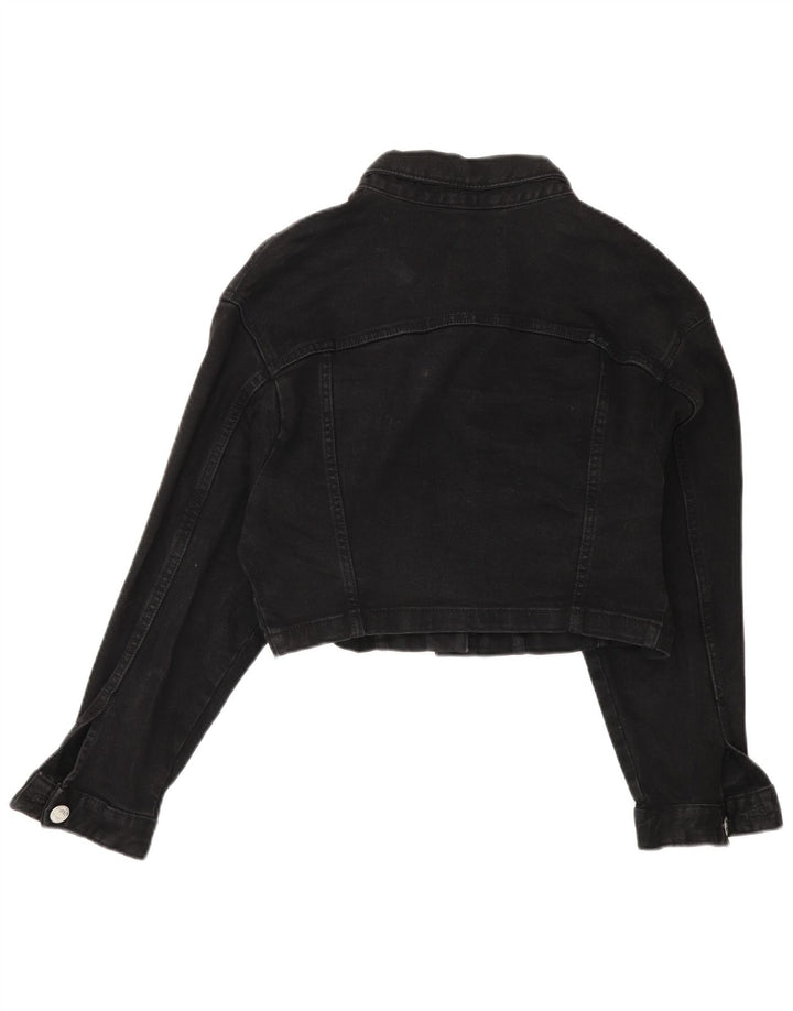 Zara Womens Crop Oversized Denim Jacket Reino Unido 14 Médio Preto