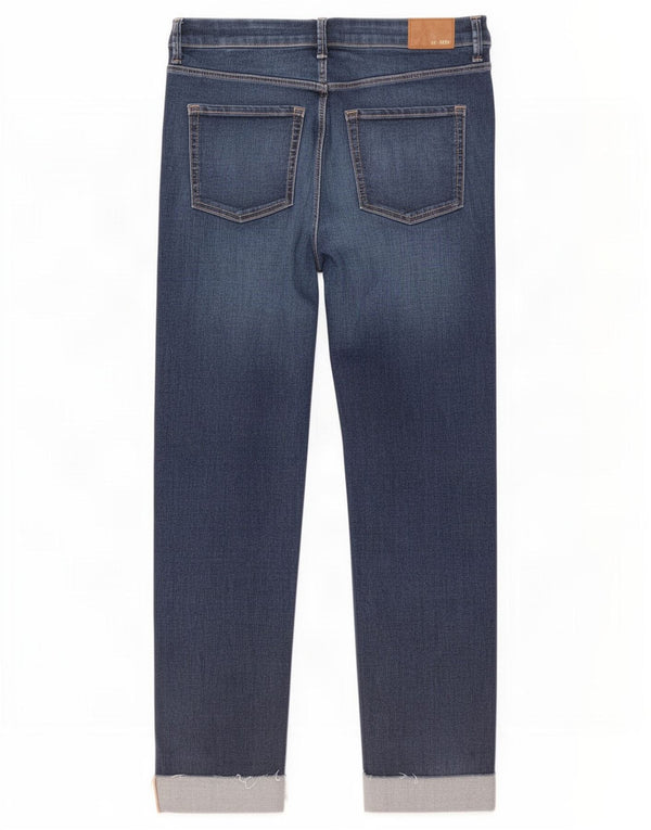 Calça jeans feminina Marks & Spencer cortada para cigarro Reino Unido 14 grande W32 L26 azul