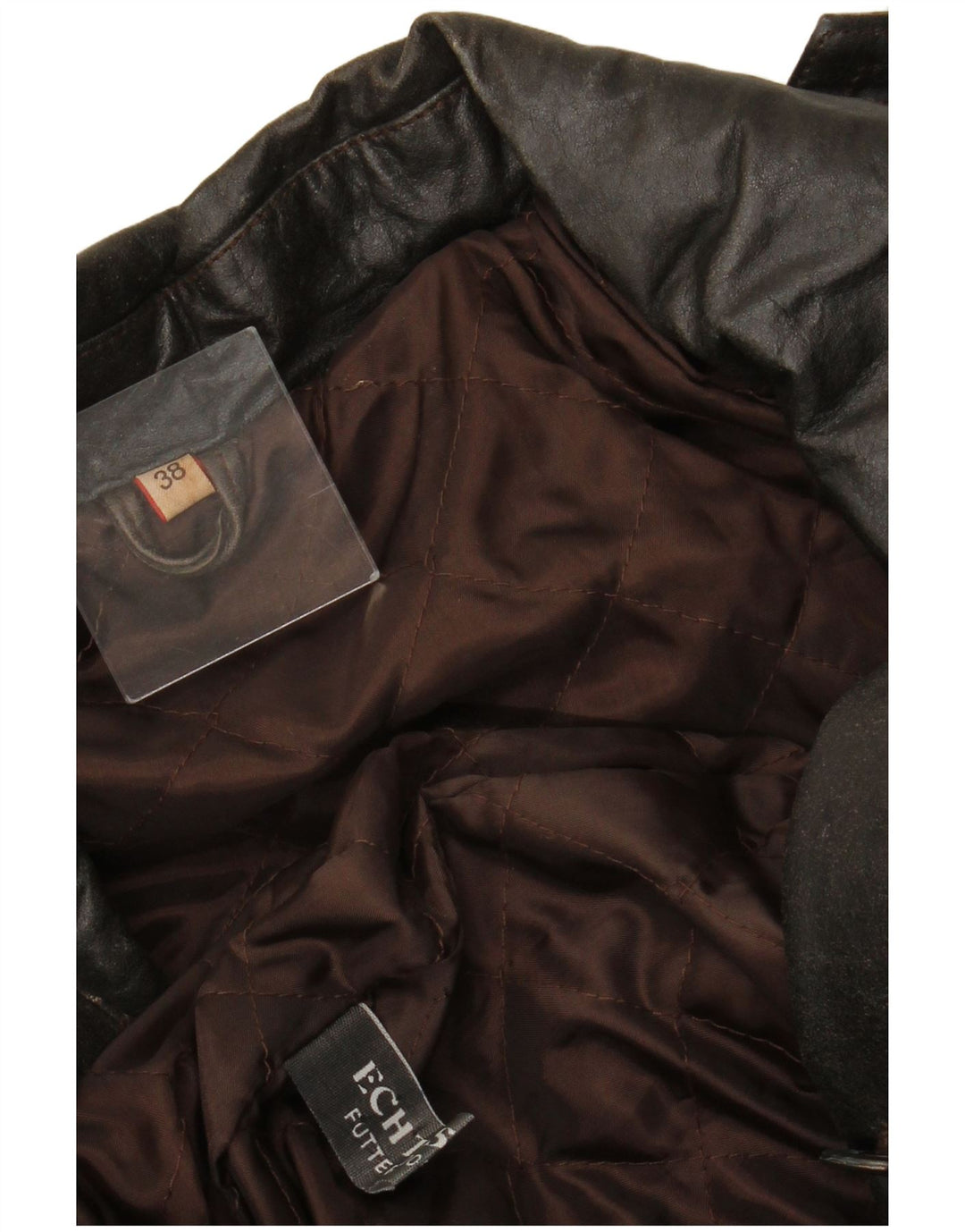 Casaco feminino VINTAGE de couro com peito duplo EU 38 couro marrom médio