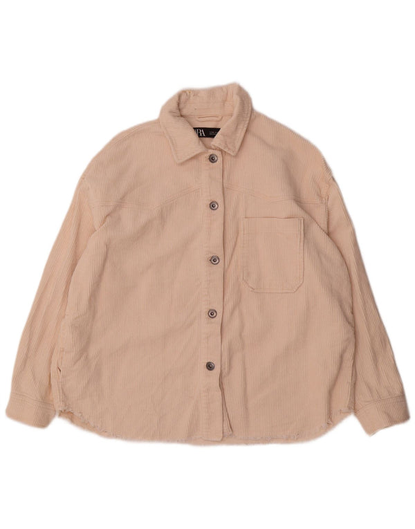 Camisa feminina de veludo cotelê Zara UK 6 XS algodão bege