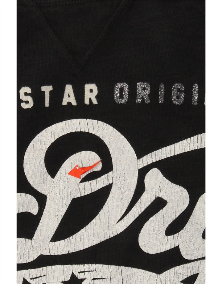 Suéter gráfico feminino SUPERDRY UK 16 grande algodão preto