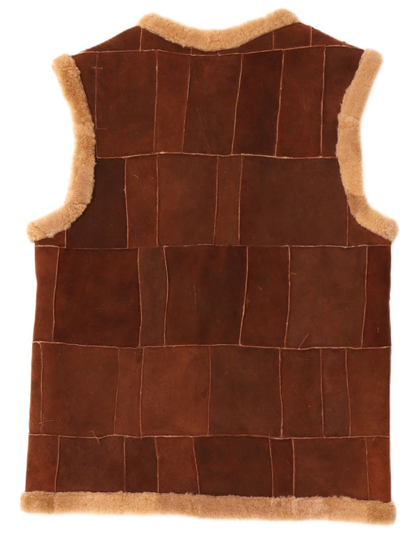 Colete masculino vintage Shearling UK 40 grande marrom